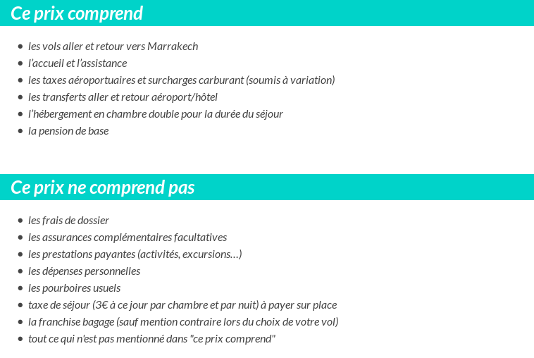 Conditions tarifaires