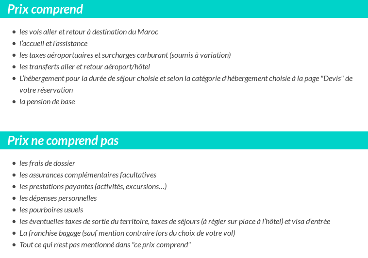 Conditions tarifaires