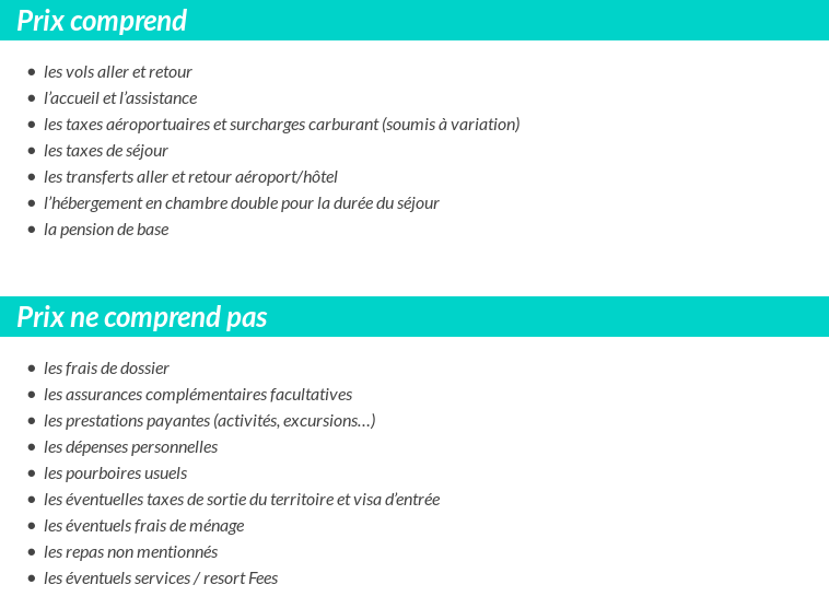 Conditions tarifaires