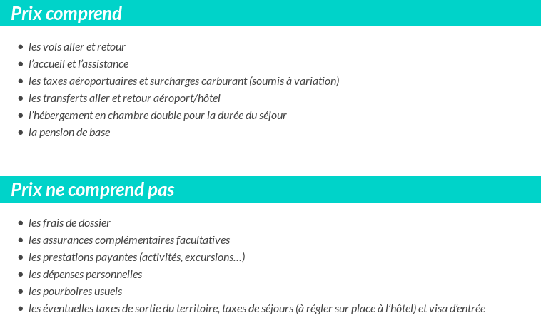 Conditions tarifaires