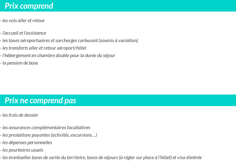 Conditions tarifaires