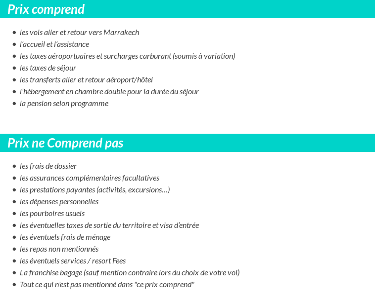 Conditions tarifaires