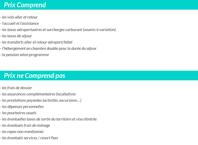 Conditions tarifaires