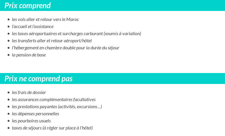 Conditions tarifaires