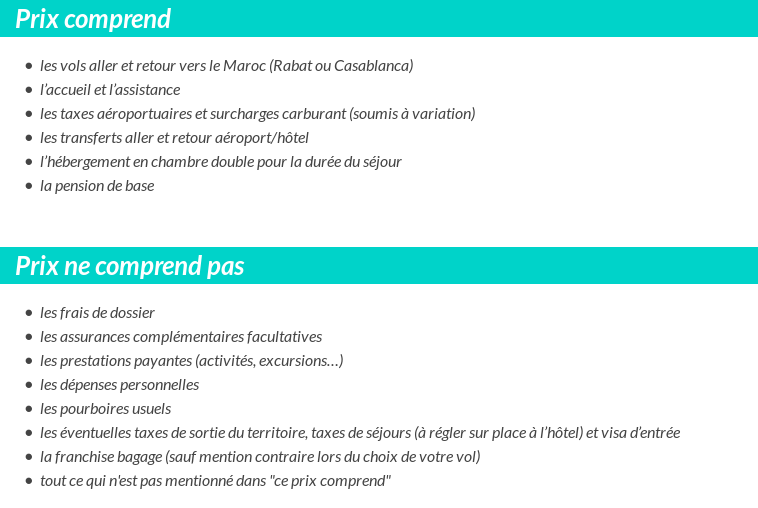 Conditions tarifaires