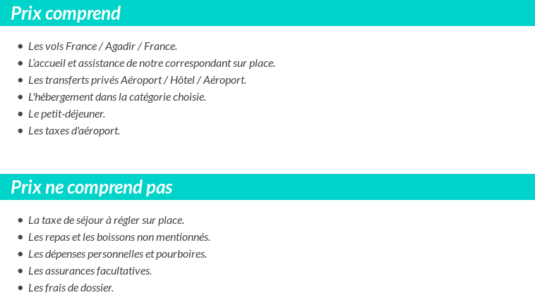 Conditions tarifaires