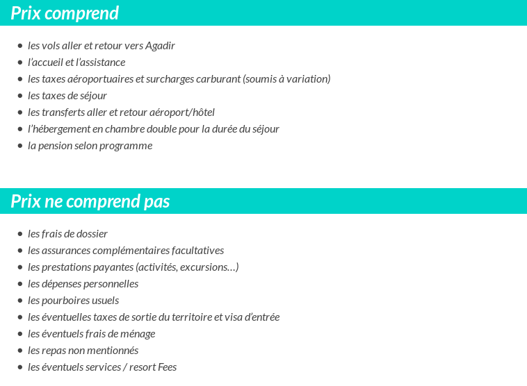 Conditions tarifaires