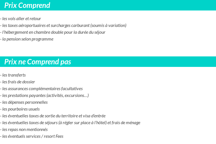 Conditions tarifaires