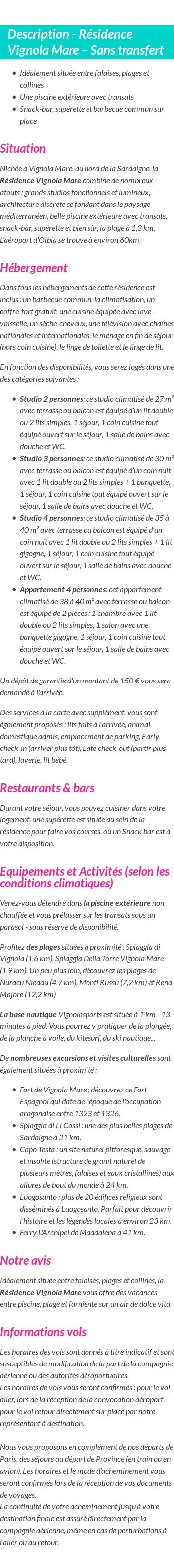 Détails du séjour