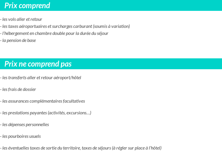 Conditions tarifaires