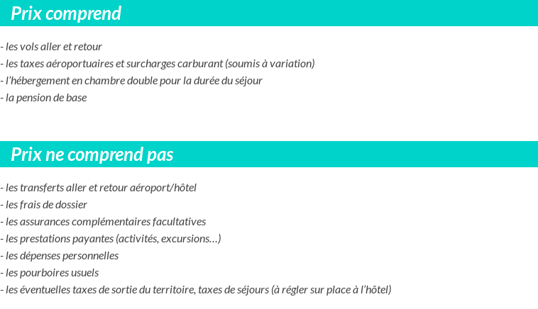 Conditions tarifaires