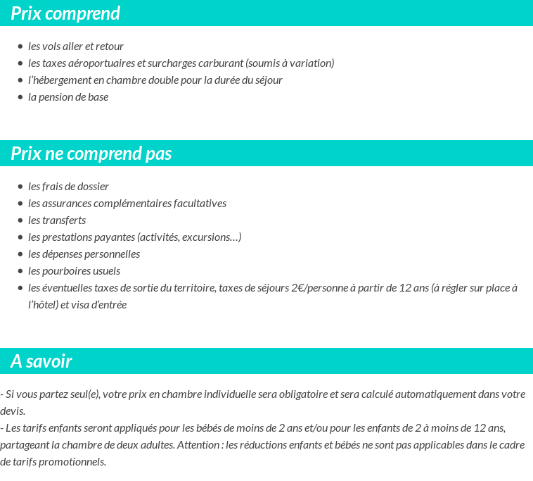 Conditions tarifaires