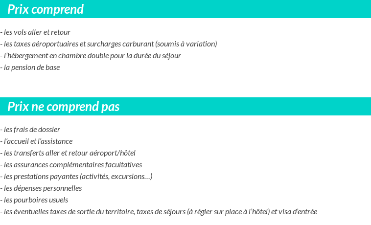 Conditions tarifaires