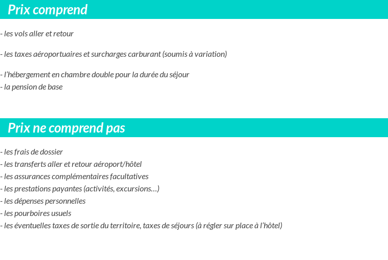 Conditions tarifaires
