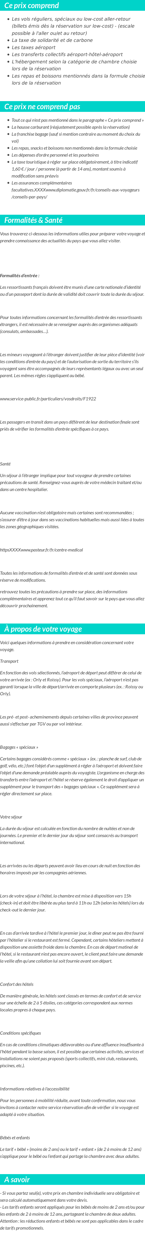 Conditions tarifaires