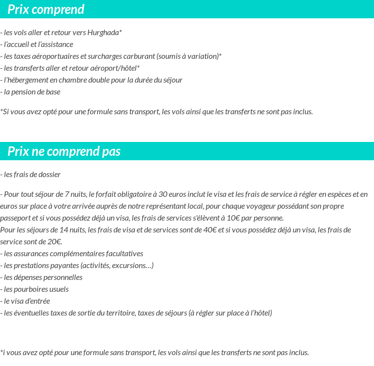 Conditions tarifaires