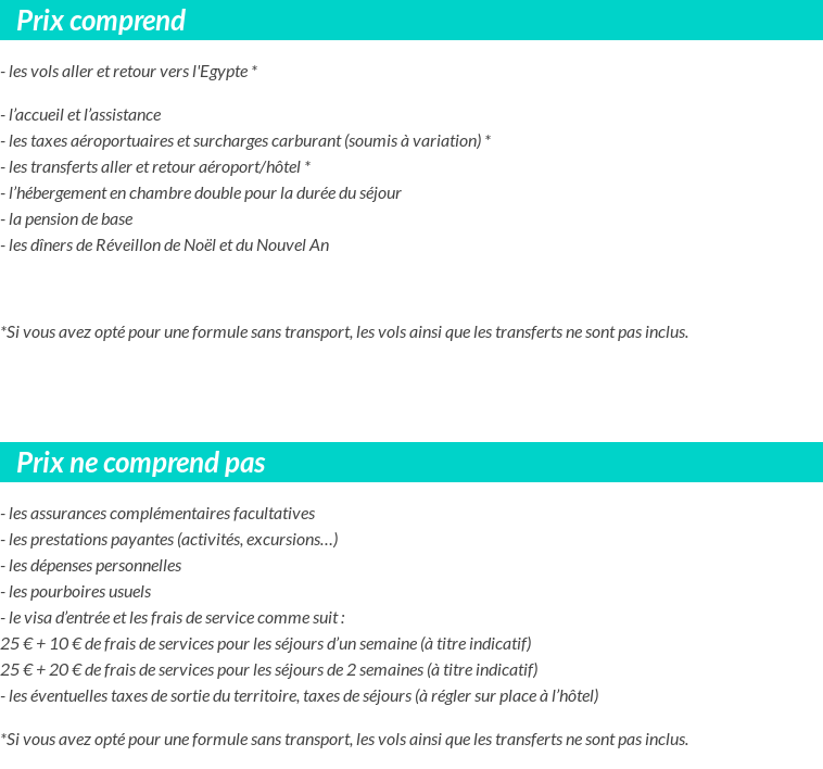 Conditions tarifaires