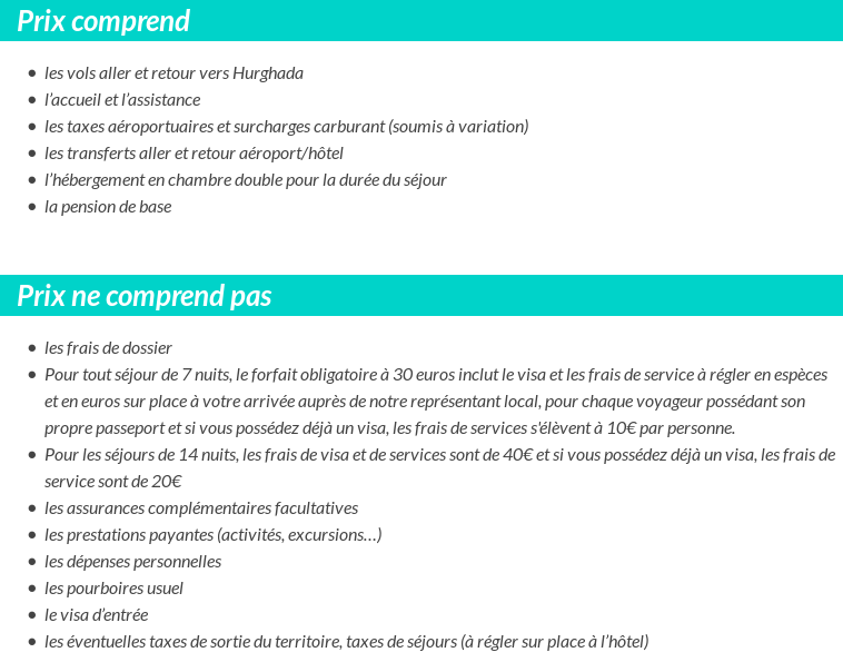 Conditions tarifaires