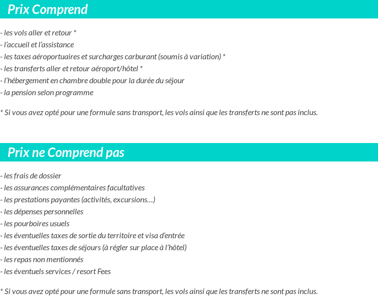 Conditions tarifaires