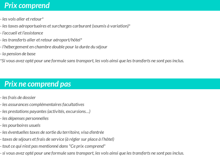 Conditions tarifaires