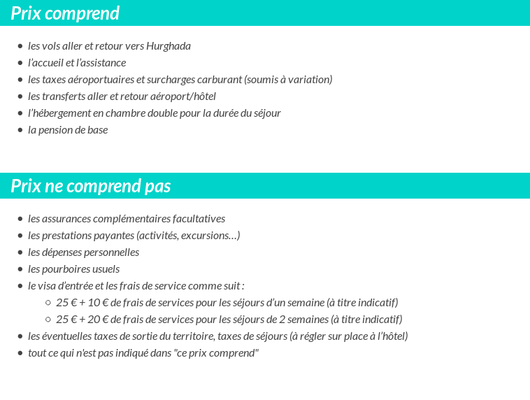 Conditions tarifaires