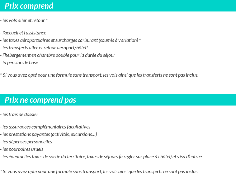 Conditions tarifaires