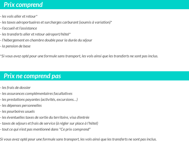 Conditions tarifaires