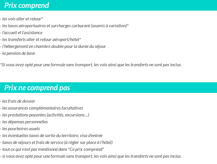 Conditions tarifaires
