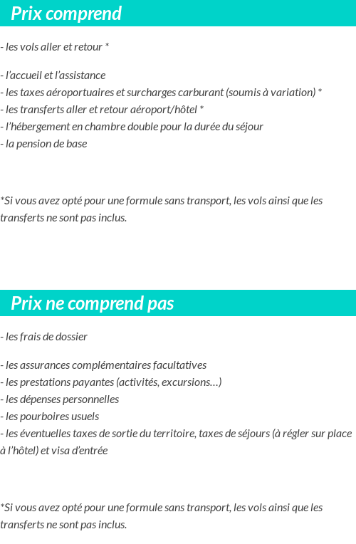 Conditions tarifaires