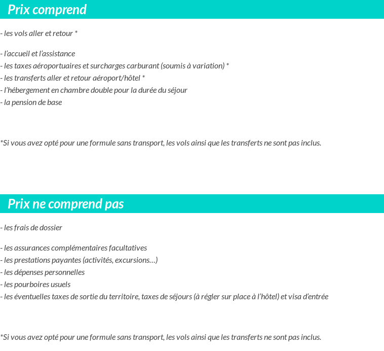 Conditions tarifaires