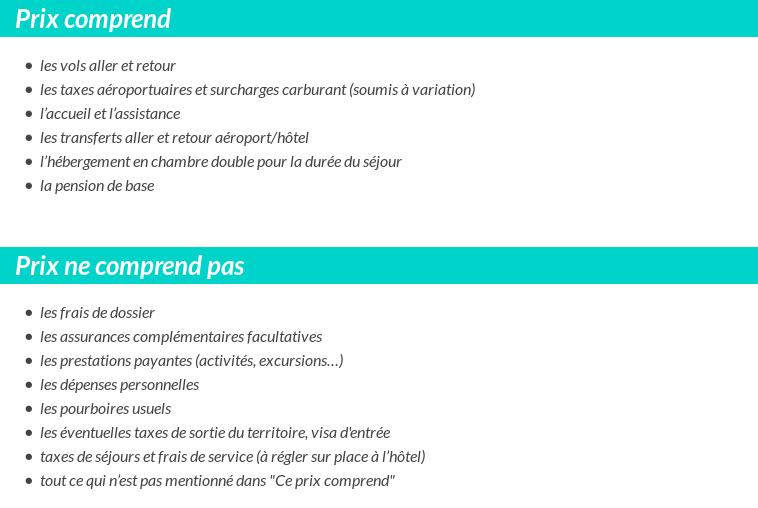 Conditions tarifaires
