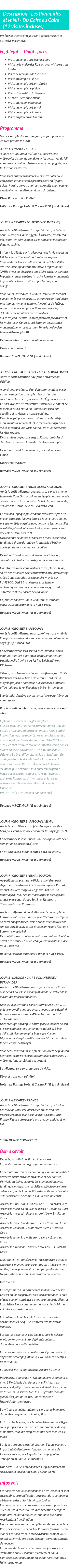 Détails du séjour