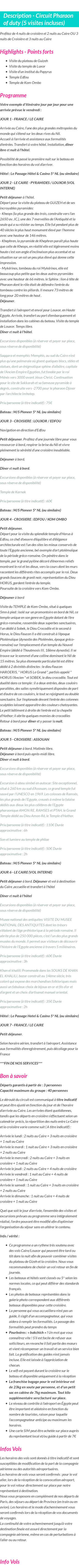 Détails du séjour