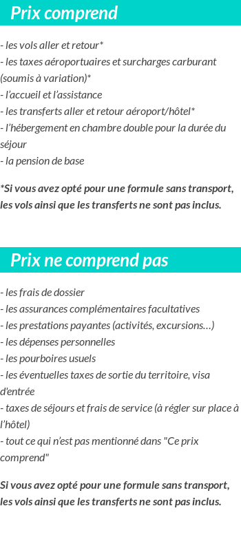 Conditions tarifaires