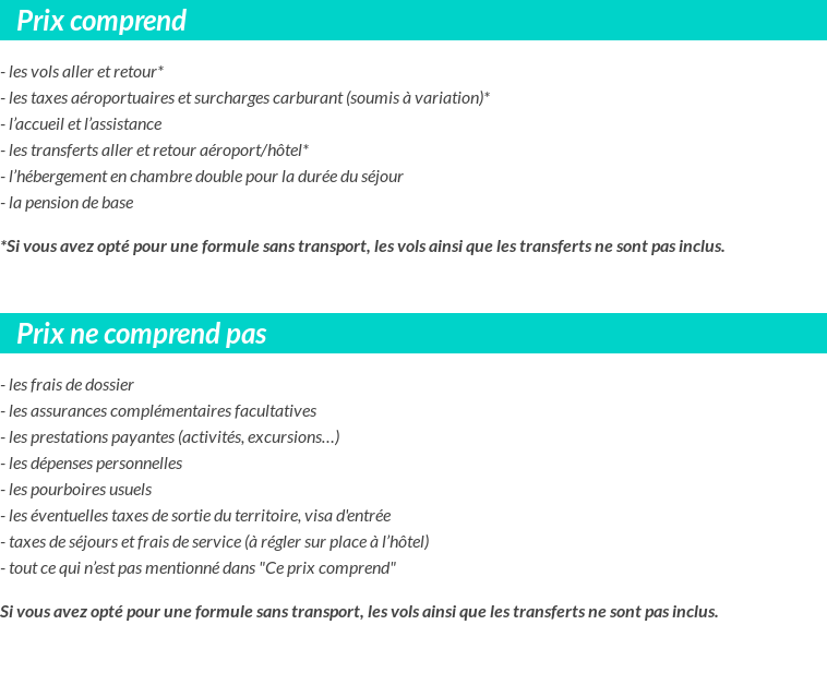 Conditions tarifaires