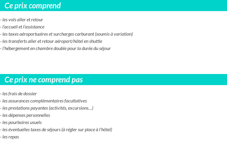 Conditions tarifaires