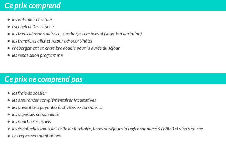 Conditions tarifaires