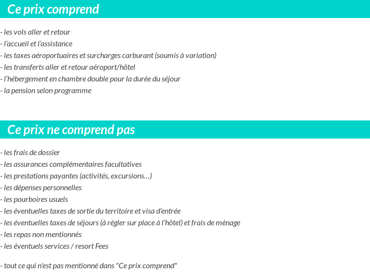Conditions tarifaires