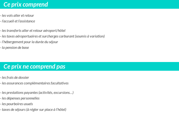 Conditions tarifaires