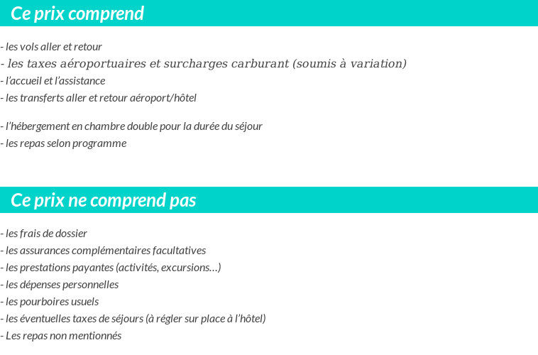 Conditions tarifaires