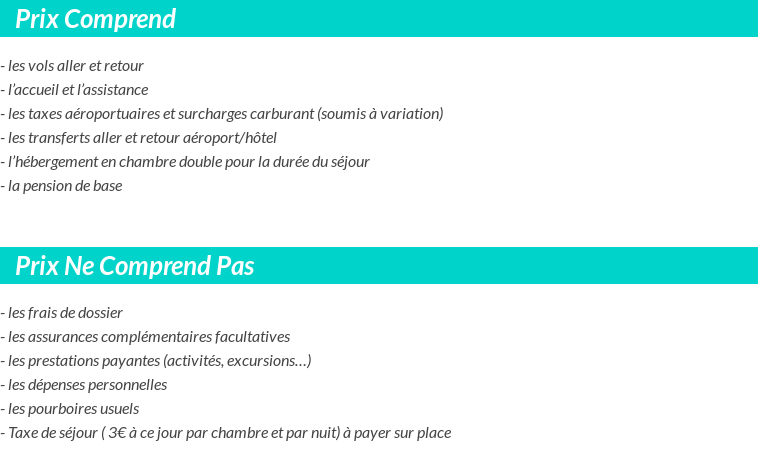 Conditions tarifaires