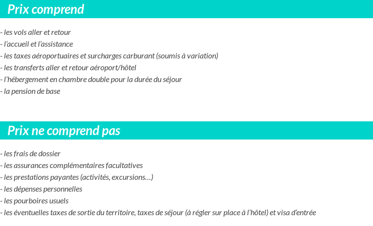 Conditions tarifaires