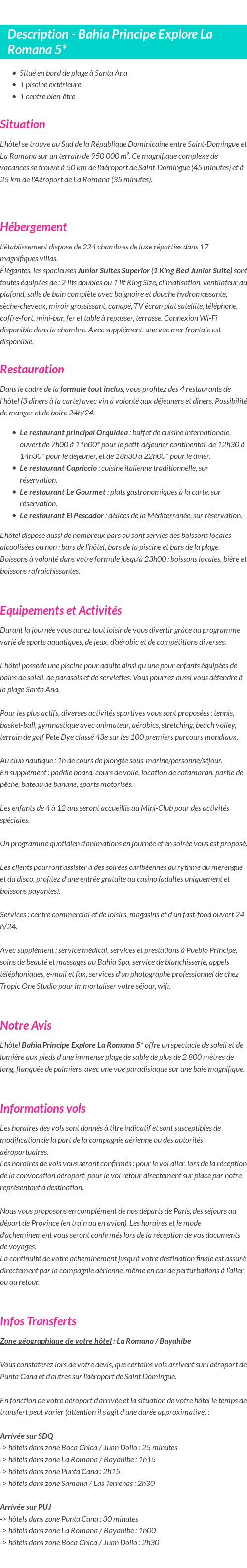 Détails du séjour