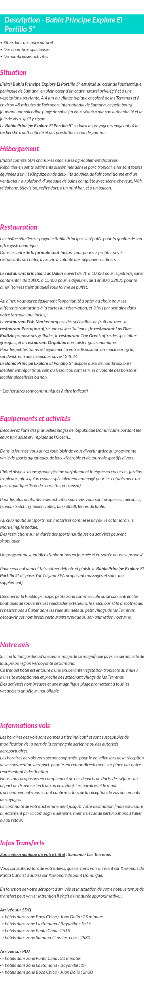 Détails du séjour