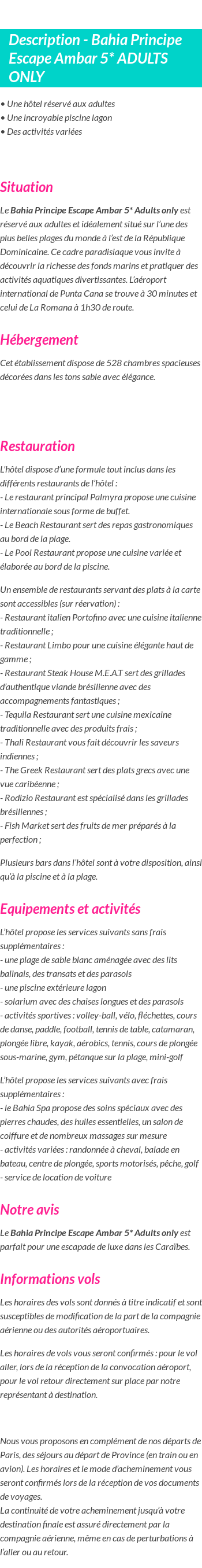 Détails du séjour