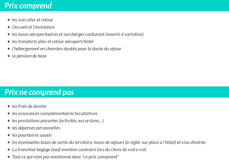 Conditions tarifaires