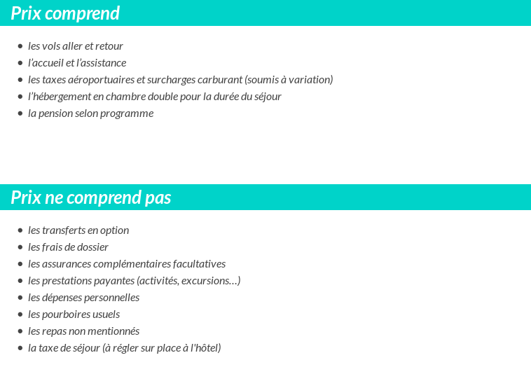 Conditions tarifaires