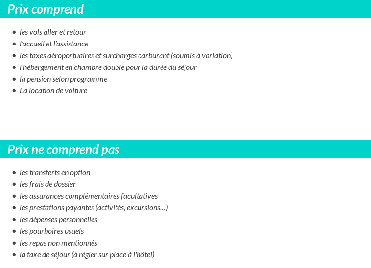 Conditions tarifaires