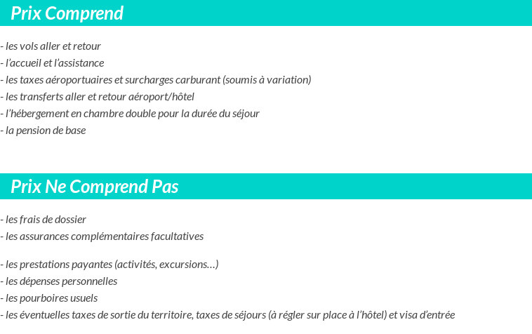 Conditions tarifaires