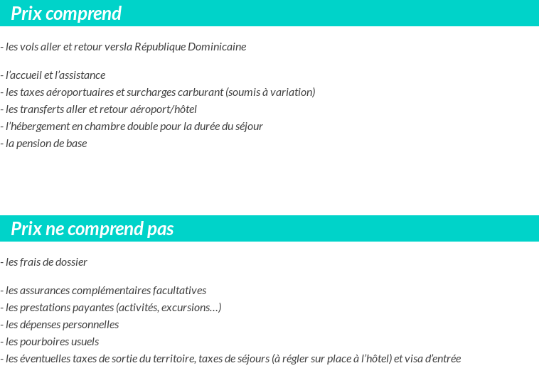 Conditions tarifaires